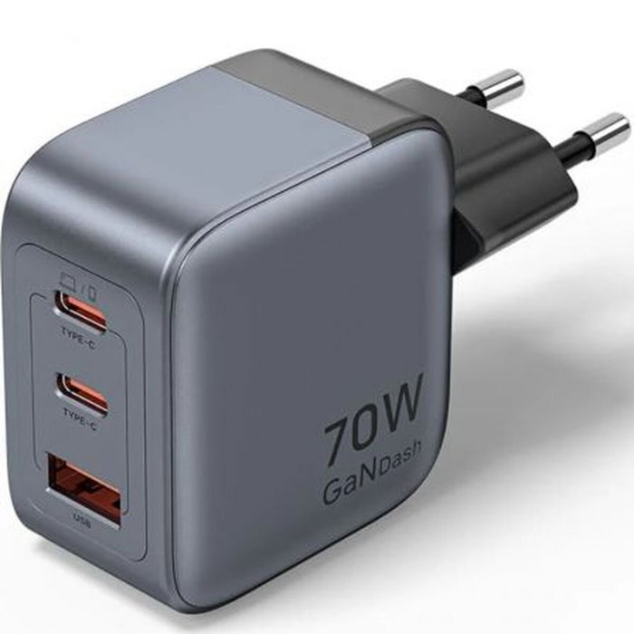 Vention Cargador de Pared GaN FEXH0-EU 70W con 2xUSB-C y 1xUSB-A Gris
