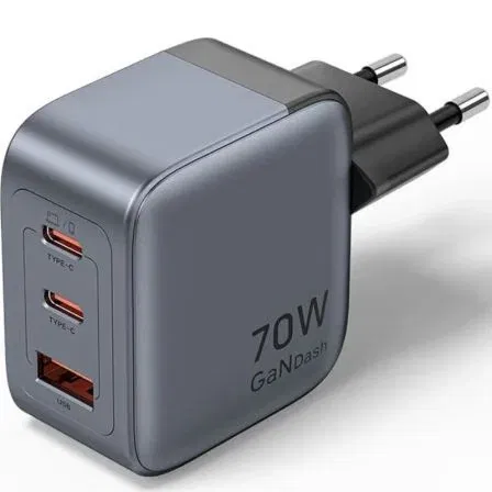Vention FEXH0-EU Cargador de Pared GaN 70W 2xUSB-C 1xUSB-A Gris Vention FEXH0-EU Cargador de Pared GaN 70W 2xUSB-C 1xUSB-A Gris