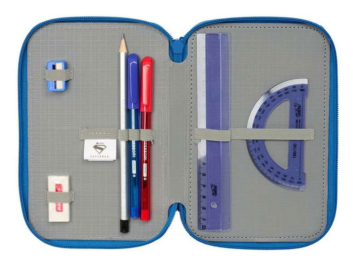 Safta Plumier Triple 37 Piezas Superman 12,5x19,5x5,5 cm