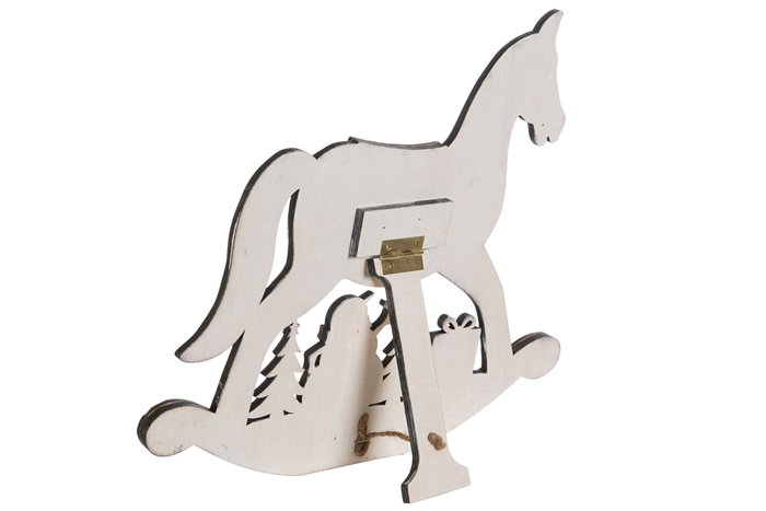 DKD Home Decor Caballito Balancin Navidad Tradicional Blanco Rojo 34 x 30 x 2 cm