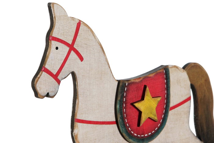 DKD Home Decor Caballito Balancin Navidad Tradicional Blanco Rojo 34 x 30 x 2 cm