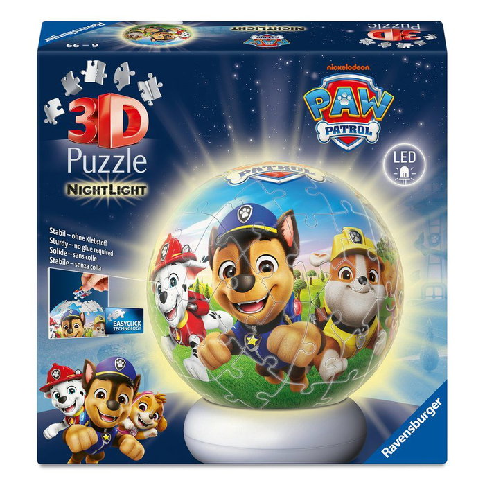 Ravensburger Puzzle 3D Patrulla Canina con luz de noche
