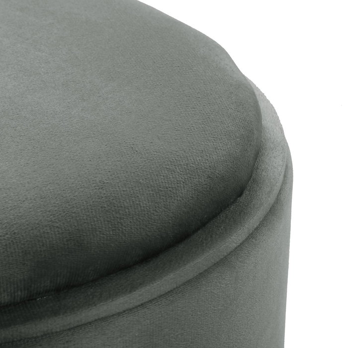 Versa Puff con almacenamiento y bandeja en velvet gris, madera MDF y poliéster, 41x34x34 cm