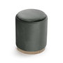 Versa Puff con almacenamiento y bandeja en velvet gris, madera MDF y poliéster, 41x34x34 cm
