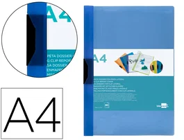 Liderpapel Carpeta Dossier con Pinza Deslizante Azul DIN A4