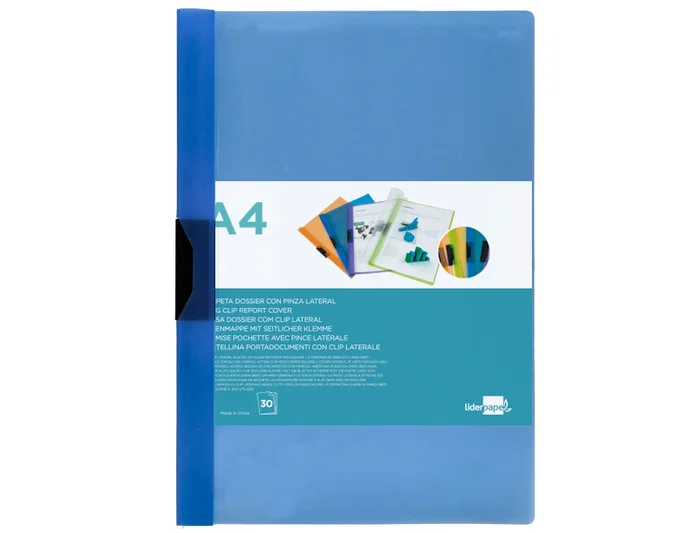 Liderpapel Carpeta Dossier con Pinza Deslizante Azul DIN A4