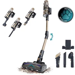 Cecotec Aspiradora de mano Conga Rockstar RS90 Pet Flex - 40.000 Pa, 65 min, 140 m², Oro/Gris