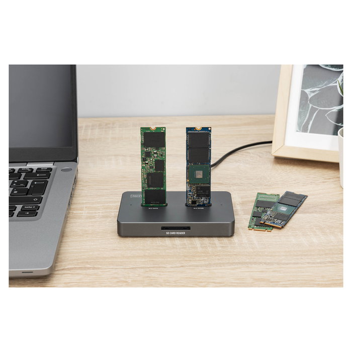 Digitus DA-71546-1 Docking USB-C para M.2 NVMe y SATA SSD con Lector de Tarjetas SD, 10 Gbit/s, USB 3.2 Gen 2, 4 TB, Negro