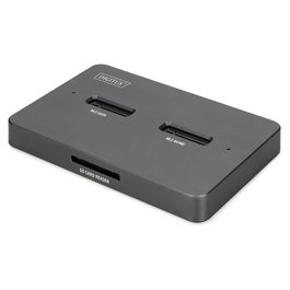 Digitus DA-71546-1 Docking USB-C para M.2 NVMe y SATA SSD con Lector de Tarjetas SD, 10 Gbit/s, USB 3.2 Gen 2, 4 TB, Negro