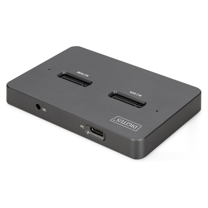 Digitus DA-71546-1 Docking USB-C para M.2 NVMe y SATA SSD con Lector de Tarjetas SD, 10 Gbit/s, USB 3.2 Gen 2, 4 TB, Negro