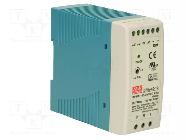 MEAN WELL DRA-40 12VDC 3,34A Fuente de alimentación para carril DIN