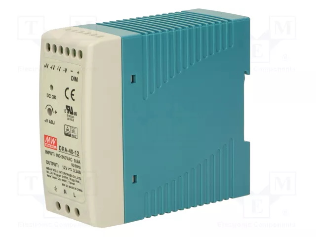 MEAN WELL DRA-40 12VDC 3,34A Fuente de alimentación para carril DIN