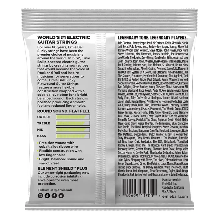 ERNIEBALL Cuerdas Guitarra Eléctrica Entorchado Plano Slinky Regular 10-46