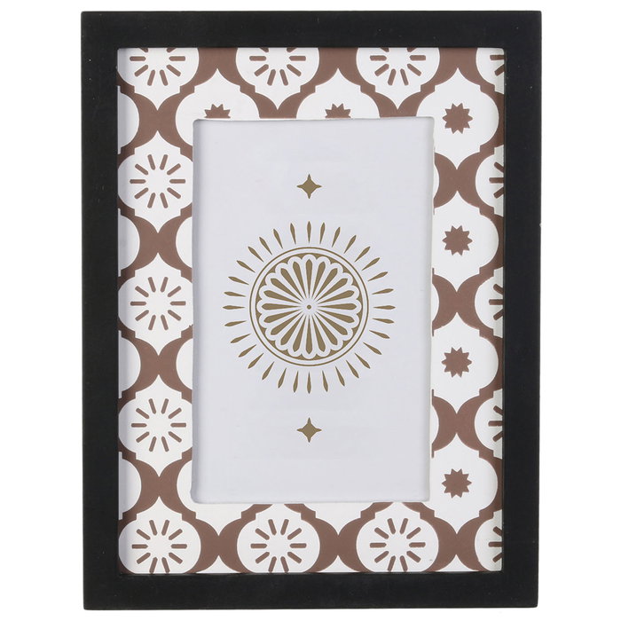 Home Deco Factory Marco de Fotos Mirage con Paspartú Decorado Oriental para 10x15 cm, 16.5x21.5 cm, Negro/Marrón/Beige