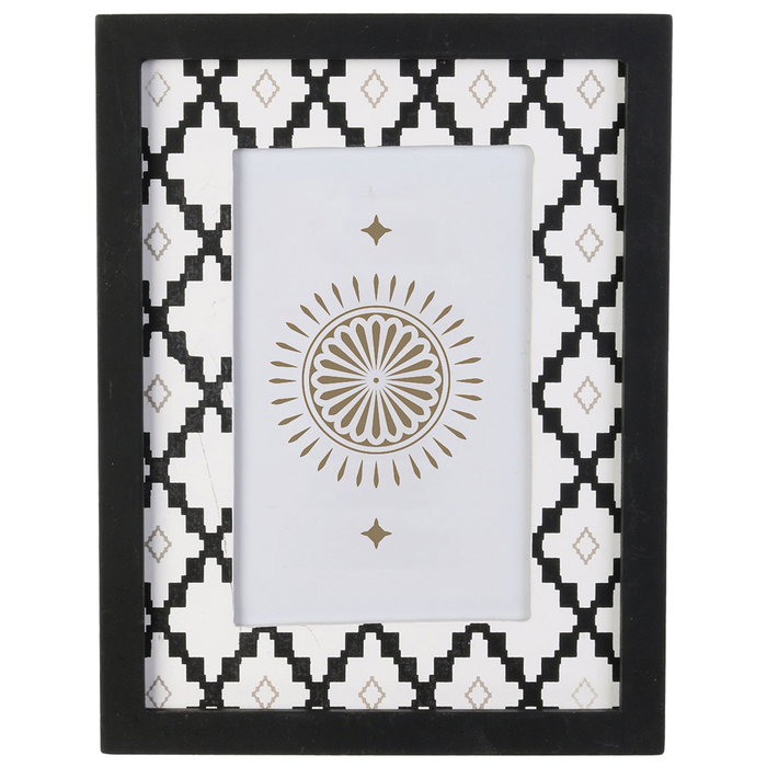 Home Deco Factory Marco de Fotos Mirage con Paspartú Decorado Oriental para 10x15 cm, 16.5x21.5 cm, Negro/Marrón/Beige