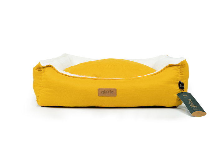 Gloria Cama para Mascotas Alquezar Rectangular Amarilla 70x60 cm - Tejido Suave, Desenfundable y Lavable, Relleno de Silicona Reciclada Gloria Cama para Mascotas Alquezar Rectangular Amarilla 70x60 cm - Tejido Suave, Desenfundable y Lavable, Relleno de Silicona Reciclada