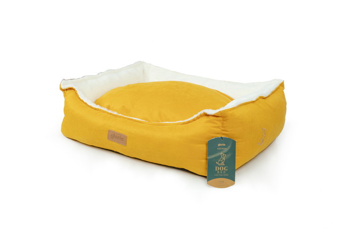 Gloria Cama para Mascotas Alquezar Rectangular Amarilla 70x60 cm - Tejido Suave, Desenfundable y Lavable, Relleno de Silicona Reciclada Gloria Cama para Mascotas Alquezar Rectangular Amarilla 70x60 cm - Tejido Suave, Desenfundable y Lavable, Relleno de Silicona Reciclada