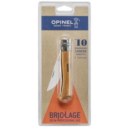 Opinel Navaja de bolsillo No. 10 con hoja de carbono y mango de madera