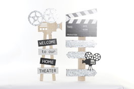 DKD Home Decor Decoración de Pared MDF Cine Surtido de 2 Unidades