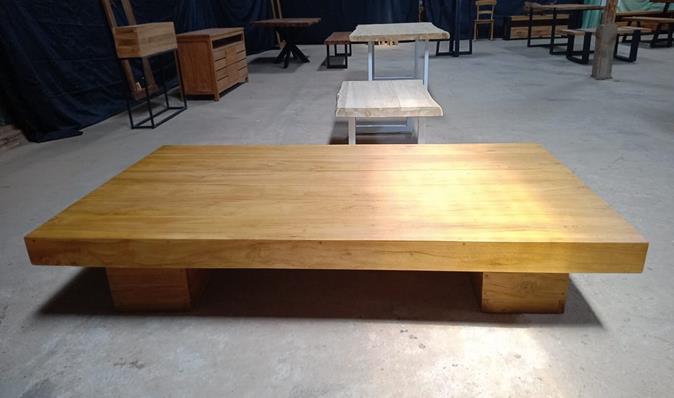 DKD Home Decor Mesa Centro Balines Natural Teca 90 x 40 x 180 cm