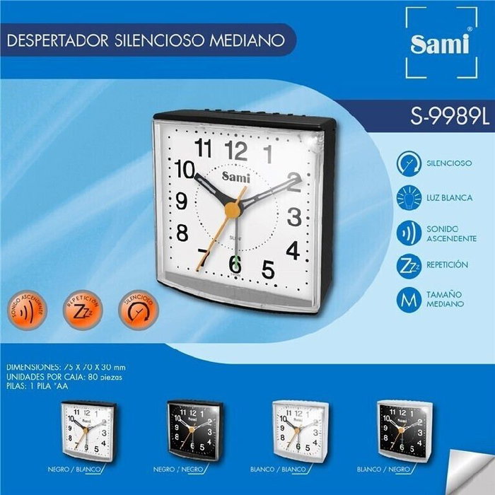 SAMI Despertador Silencioso Mediano con Función Snooze y Luz