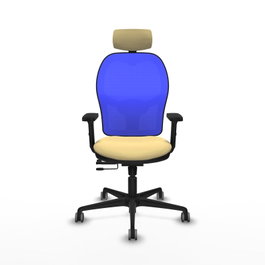 PIQUERAS Y CRESPO Silla de oficina Jorquera con mecanismo Sincro/Traslack, Crema y Azul