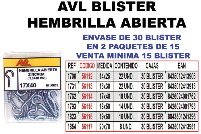 AVL Hembrilla/Cancamo Abierta 20x70 Zincada AVL Hembrilla/Cancamo Abierta 20x70 Zincada