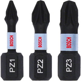Bosch Juego de 3 Puntas Impact Pro Pozidriv PZ1/2/3 25mm