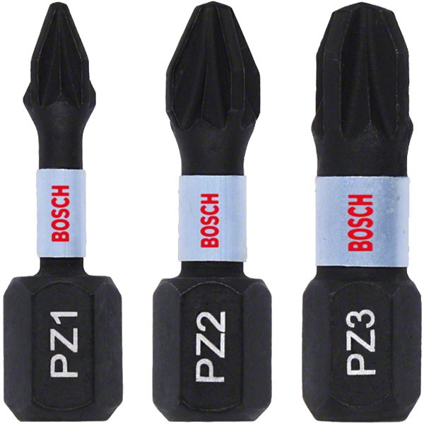 Bosch Juego de 3 Puntas Impact Pro Pozidriv PZ1/2/3 25mm Bosch Juego de 3 Puntas Impact Pro Pozidriv PZ1/2/3 25mm