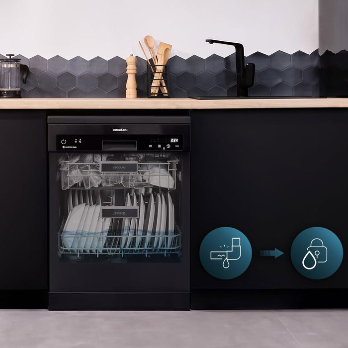 Cecotec Lavavajillas Bolero Aguazero 6500 15 cubiertos 6 programas Clase C Antracita