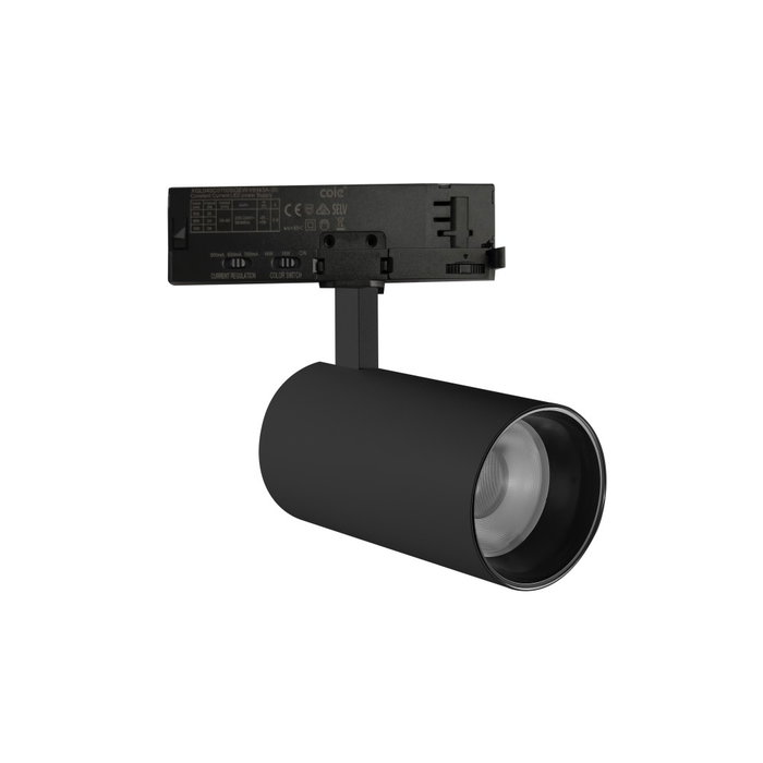 Foco de Carril LED Trifásico con Potencia y CCT Regulables, Negro