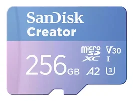 SanDisk Creator Tarjeta microSDXC 256 GB Clase 10 UHS-I | Velocidad lectura 190 MB/s, escritura 130 MB/s | Resistente (agua, golpes, rayos X)