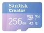 SanDisk Creator Tarjeta microSDXC 256 GB Clase 10 UHS-I | Velocidad lectura 190 MB/s, escritura 130 MB/s | Resistente (agua, golpes, rayos X)
