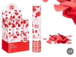 Arte Regal Confeti Cañón Pétalos 30cm Papel, Cartón y Metal, Color Rojo (Set de 48)