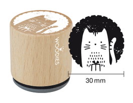 Woodies Sello de madera y caucho gato 33x30mm