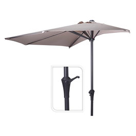 Basics Media Sombrilla Taupe Ø270 cm, Poliéster 160 g/m², Manivela, Acero