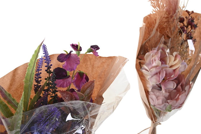 DKD Home Decor Ramo de Flores de Poliéster Surtido (Lila y Rosa)