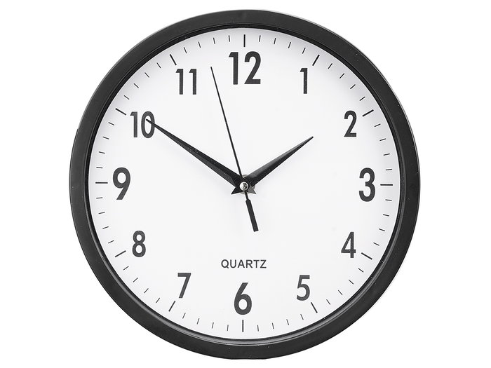 Giftdecor Reloj Redondo Negro de Plástico y Vidrio 25 x 25 x 5 cm (Set de 12)