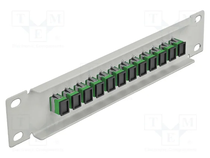 DeLOCK Patchpanel de fibra óptica 10″ 12 puertos SC Simplex verde 1 HE gris