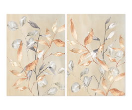 DKD Home Decor Cuadro Lienzo Abeto Hojas Surtido 2 Unidades 50x70x3 cm
