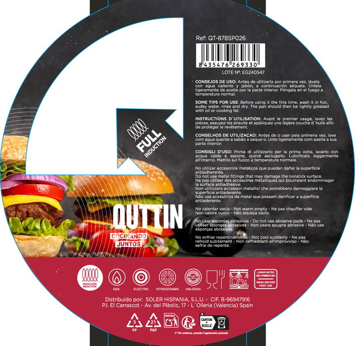 Quttin Sartén 26 cm Aluminio Forjado Antiadherente Full Spiral (4 Unidades)