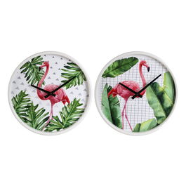Reloj Flamencos 2/M Blanco-Rosa 30,50 X 5,50 X 30,50 cm (Set de 2)