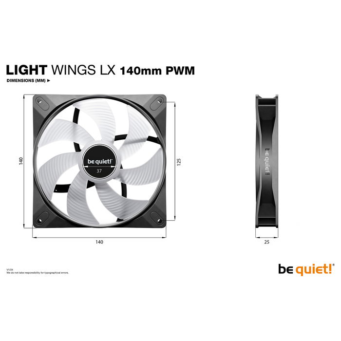 Be Quiet! Light Wings LX 140mm PWM Ventilador LED Triple-Pack
