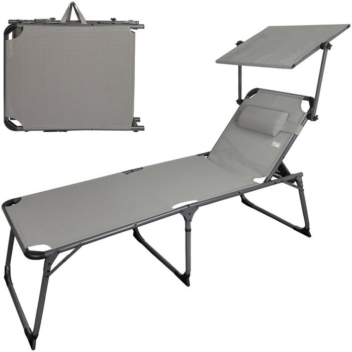 Color Baby Tumbona de playa plegable aluminio con parasol textileno gris Aktive Color Baby Tumbona de playa plegable aluminio con parasol textileno gris Aktive