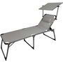 Aktive Tumbona de Playa Plegable Aluminio con Parasol Textileno Gris 193x67x48/96 cm