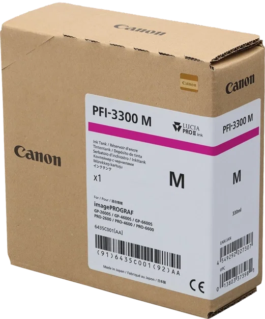Canon PFI-3300M Cartucho de tinta magenta 330ml Original 6435C001 Canon PFI-3300M Cartucho de tinta magenta 330ml Original 6435C001
