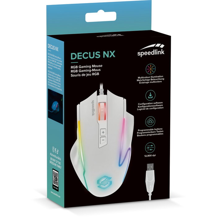 Speedlink DECUS NX RGB Gaming Mouse, Blanco