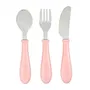 Beaba Set 3 Cubiertos Aprendizaje Acero Inoxidable Rosa Cuchara Tenedor Cuchillo Formas Redondeadas