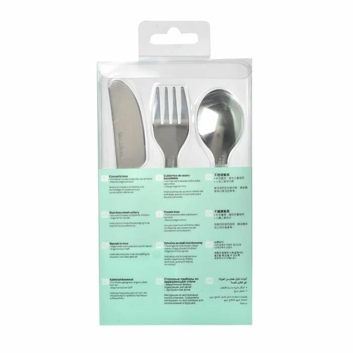 Beaba Set de 3 cubiertos de acero inoxidable rosa Beaba Set de 3 cubiertos de acero inoxidable rosa