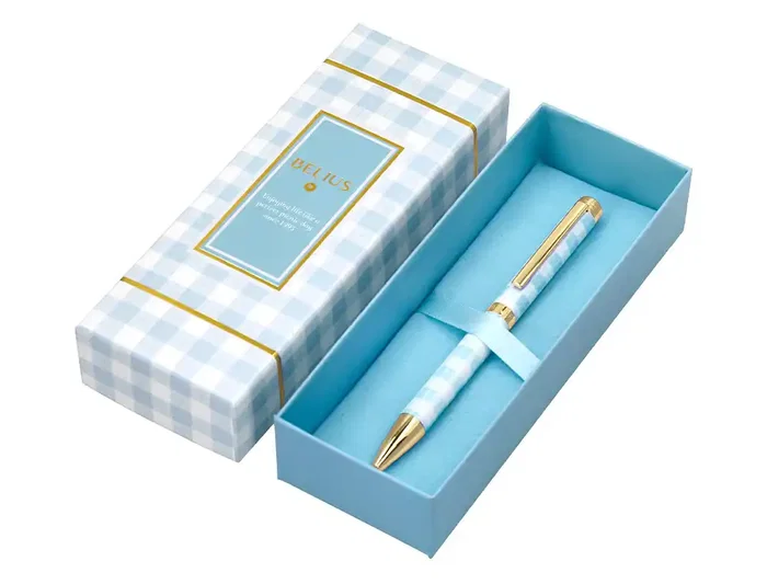 Belius Bolígrafo Perfect Picnic Day Aluminio Celeste Dorado Tinta Azul Caja Diseño